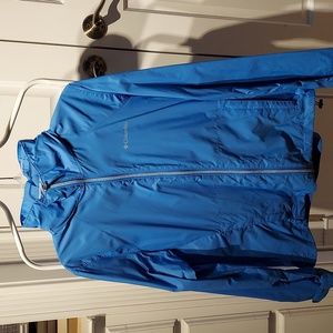 Columbia, lightweight jacket, light blue. Packable. Women's Large. Like new